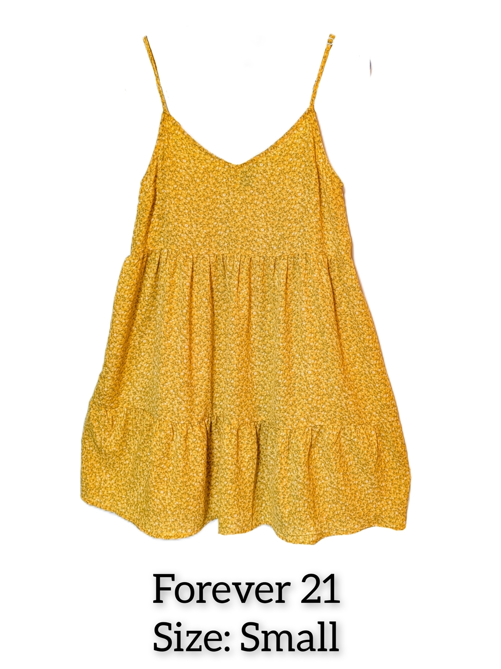 Forever 21 Long Yellow Floral  Spaghetti-Strap Mini Dress